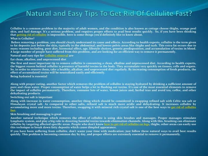natural and easy tips to get rid of cellulite fast