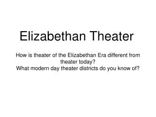 Elizabethan Theater