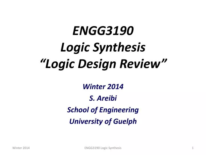 engg3190 logic synthesis logic design review