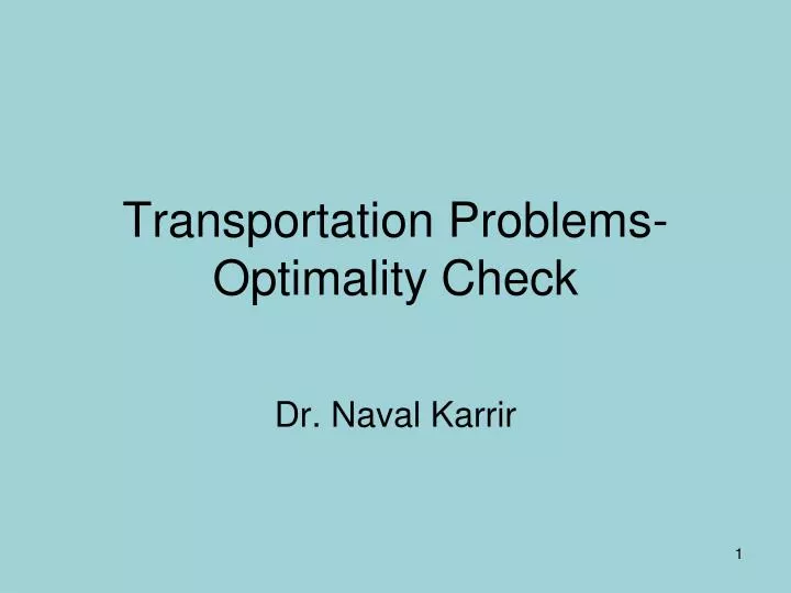 transportation problems optimality check