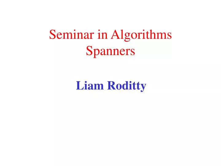 seminar in algorithms spanners