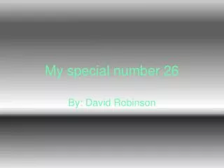 My special number 26