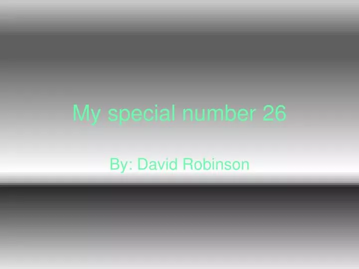 my special number 26
