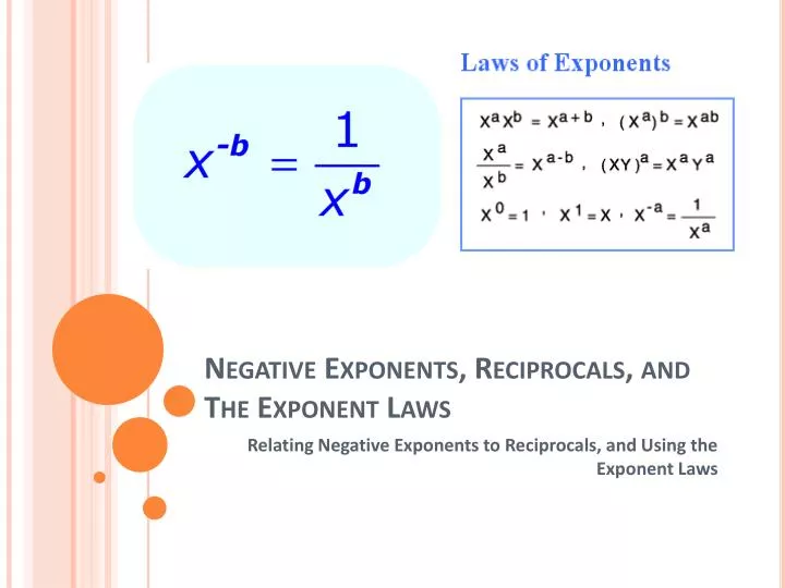 negative exponents reciprocals and the exponent laws