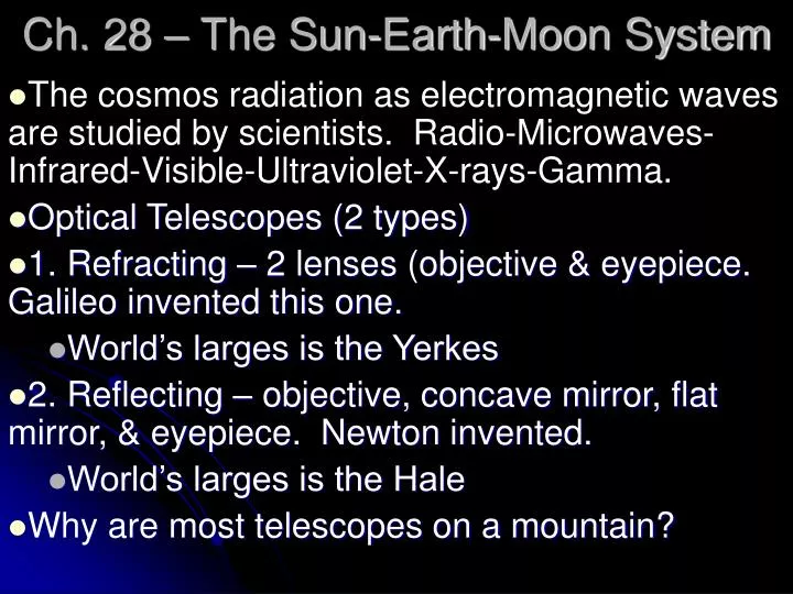 ch 28 the sun earth moon system