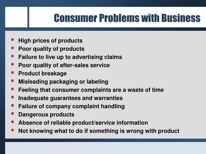 consumer problems with business