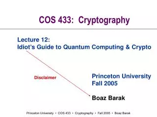 COS 433: Cryptography