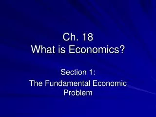Ch. 18 What is Economics?