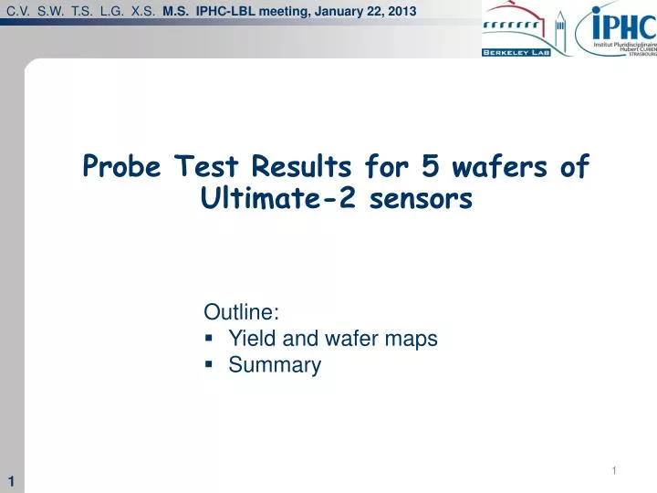 probe test results for 5 wafers of ultimate 2 sensors