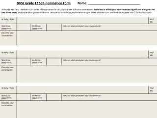 DVSS Grade 12 Self-nomination Form Name : ______________________________