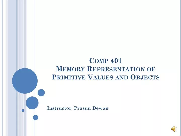 comp 401 memory representation of primitive values and objects