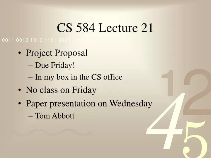 cs 584 lecture 21