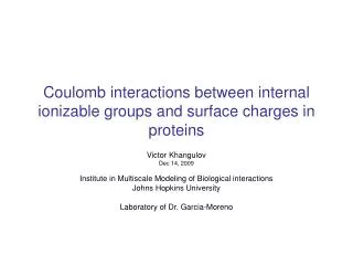 Coulomb interactions between internal ionizable groups and surface charges in proteins