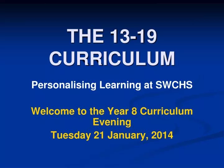 the 13 19 curriculum
