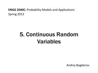 5. Continuous Random Variables