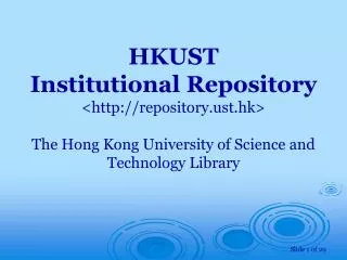 Home Page of the HKUST Institutional Repository