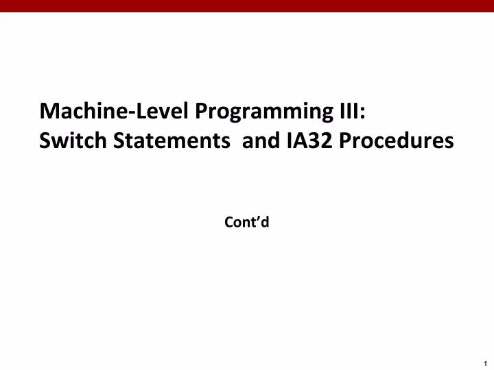 machine level programming iii switch statements and ia32 procedures