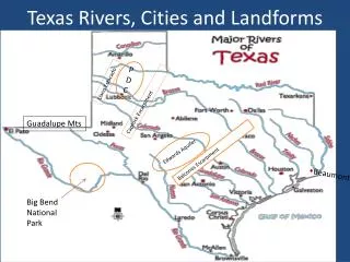 Texas Rivers, Cities and Landforms