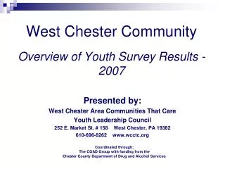 West Chester Community Overview of Youth Survey Results - 2007