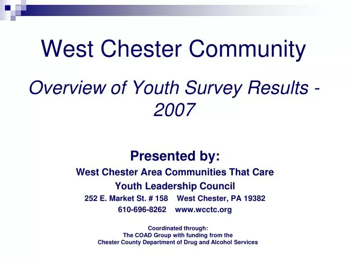 west chester community overview of youth survey results 2007