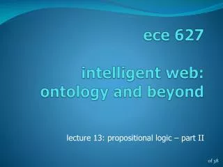 e ce 627 intelligent web: ontology and beyond