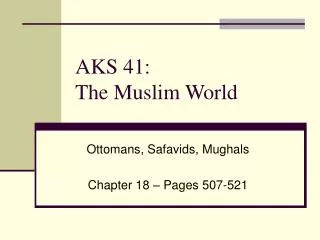 AKS 41: The Muslim World