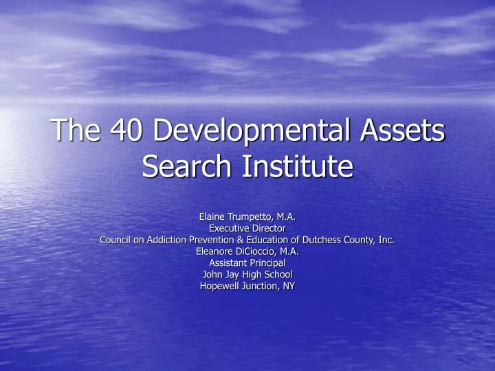 the 40 developmental assets search institute