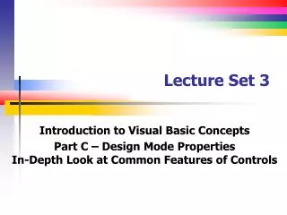 Lecture Set 3