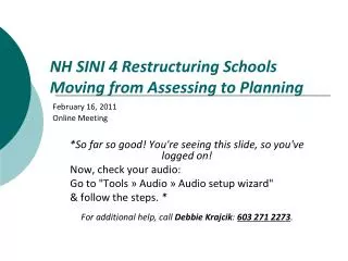 NH SINI 4 Restructuring Schools Moving from Assessing to Planning