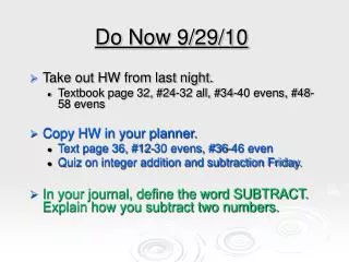 Do Now 9/29/10