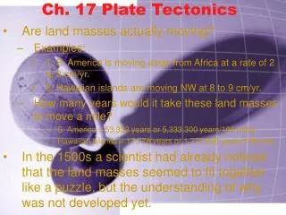 Ch. 17 Plate Tectonics