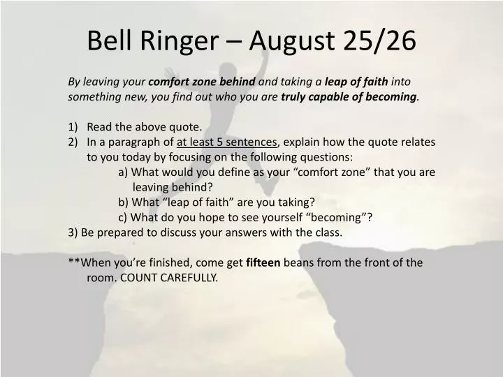 bell ringer august 25 26