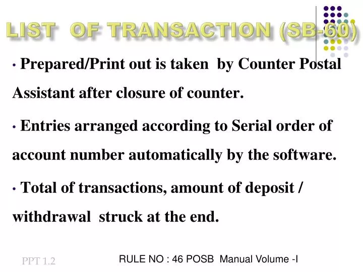 list of transaction sb 60