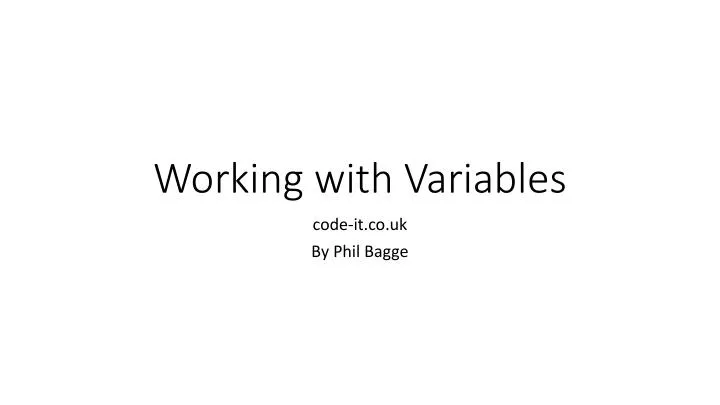 working with variables