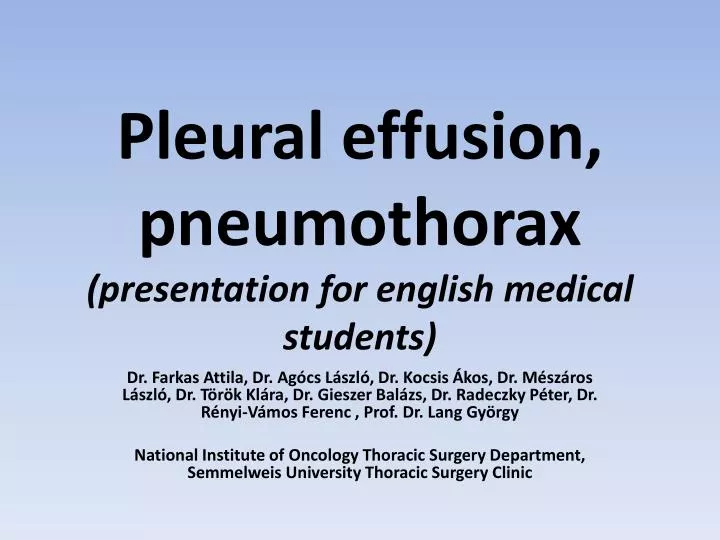 pleural effusion pneumothorax presentation for english medical students