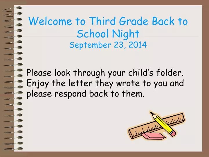 welcome to third grade back to school night september 23 2014