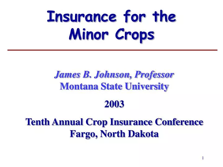 insurance for the minor crops