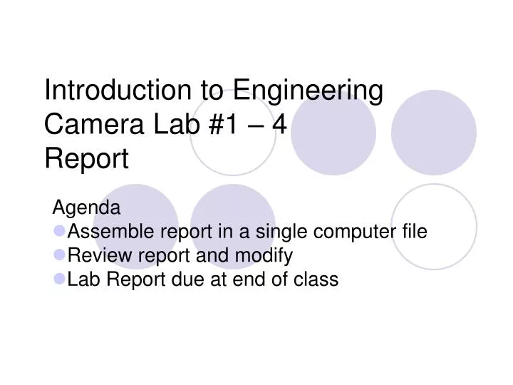introduction to engineering camera lab 1 4 report