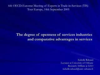 6th OECD-Eurostat Meeting of Experts in Trade-in-Services (TIS) Tour Europe, 14th September 2005