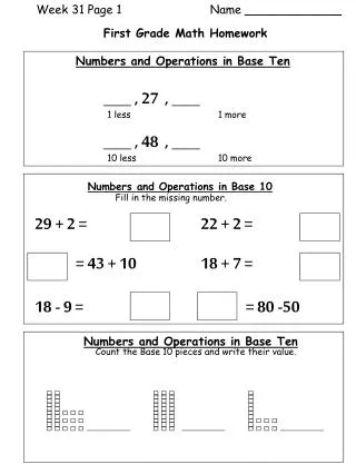 First Grade Math Homework