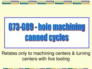 G73-G89 - hole machining canned cycles