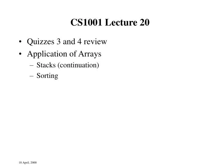 cs1001 lecture 20