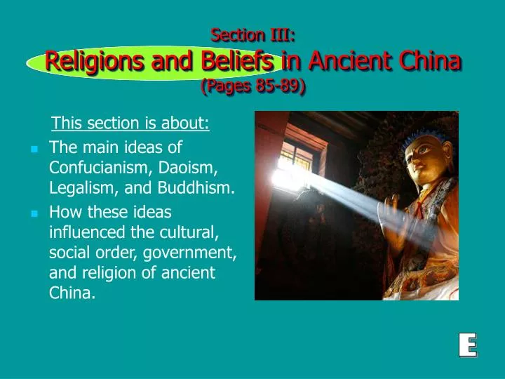 section iii religions and beliefs in ancient china pages 85 89
