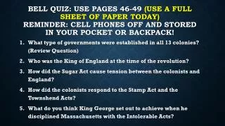 What type of governments were established in all 13 colonies? (Review Question)