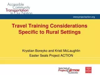 Travel Training Considerations Specific to Rural Settings