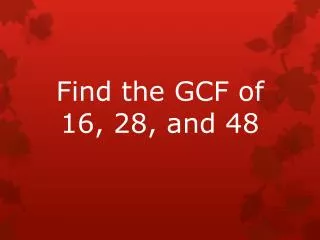 Find the GCF of 16, 28, and 48
