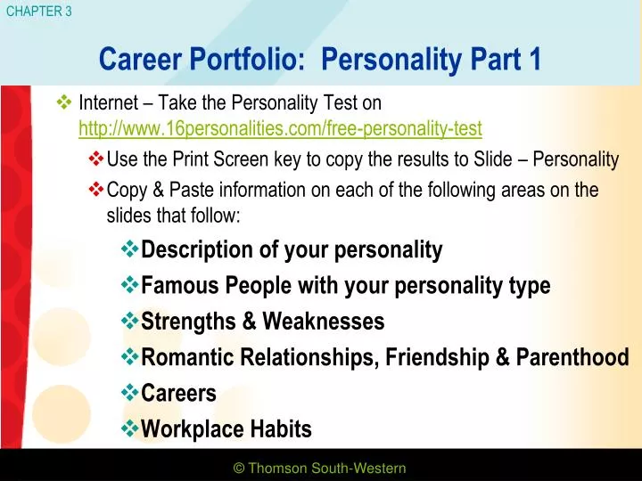 career portfolio personality part 1