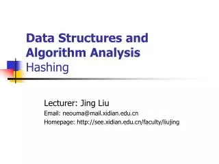 Data Structures and Algorithm Analysis Hashing