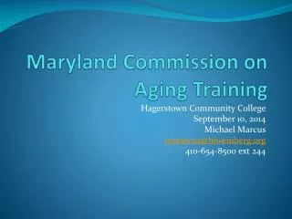 Maryland Commission on Aging Training