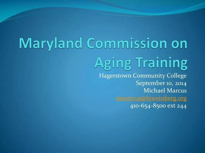 maryland commission on aging training